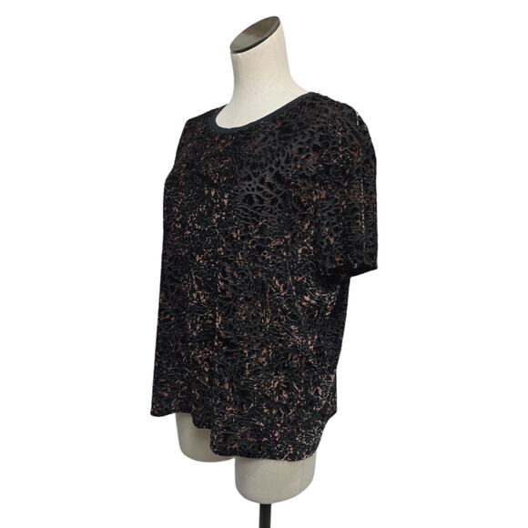 Free People Womens Size XS Short Sleeve Teddy Velvet Burnout T-Shirt Black - Picture 7 of 8